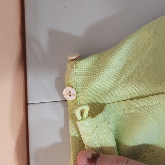 Vintage Tommy Bahama Tropical Floral Pastel Lime Green Large Wrap Pencil Skirt - Picture 7 of 10